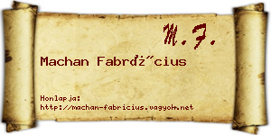 Machan Fabrícius névjegykártya